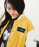 【Disney/ディズニー】MICKEY MOUSE/ミッキーマウス 袖切替 ワッペン刺繍 フリース スタジャン