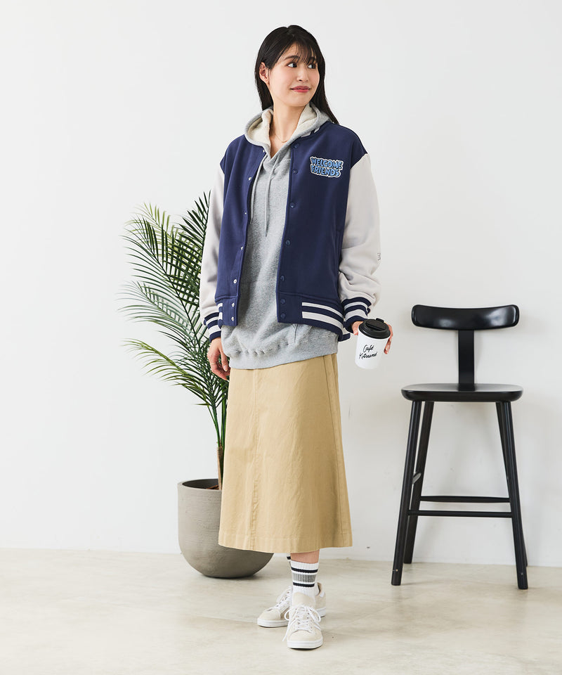 【Disney/ディズニー】MICKEY MOUSE/ミッキーマウス 袖切替 ワッペン刺繍 フリース スタジャン