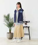 【Disney/ディズニー】MICKEY MOUSE/ミッキーマウス 袖切替 ワッペン刺繍 フリース スタジャン