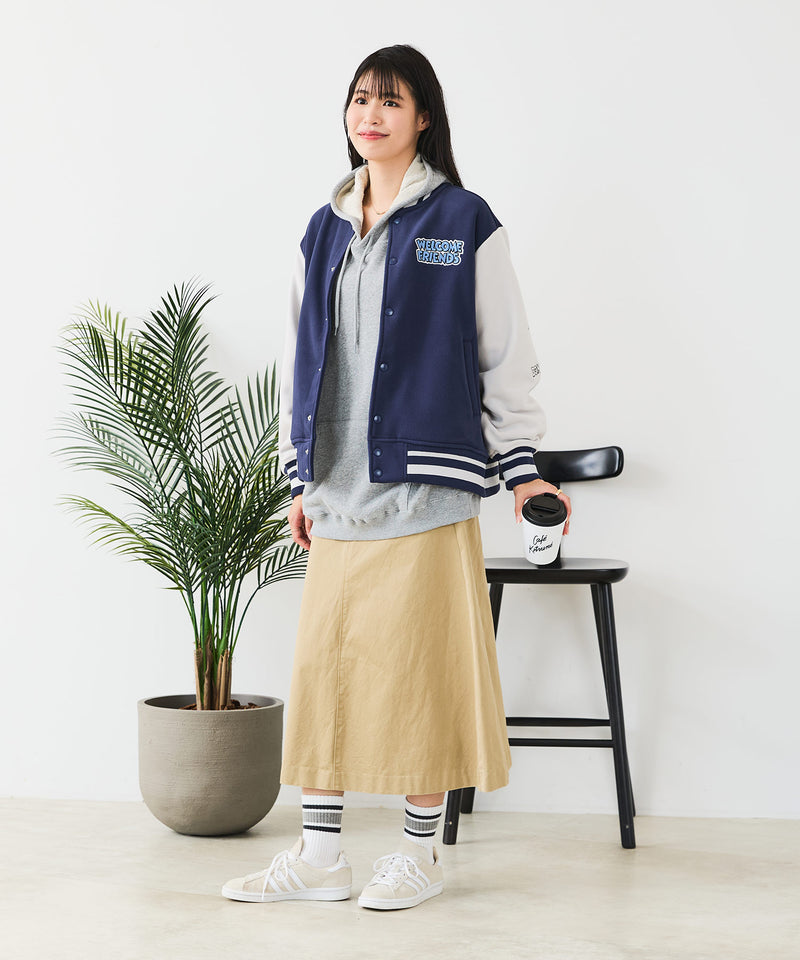 【Disney/ディズニー】MICKEY MOUSE/ミッキーマウス 袖切替 ワッペン刺繍 フリース スタジャン