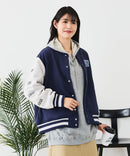 【Disney/ディズニー】MICKEY MOUSE/ミッキーマウス 袖切替 ワッペン刺繍 フリース スタジャン