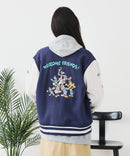 【Disney/ディズニー】MICKEY MOUSE/ミッキーマウス 袖切替 ワッペン刺繍 フリース スタジャン