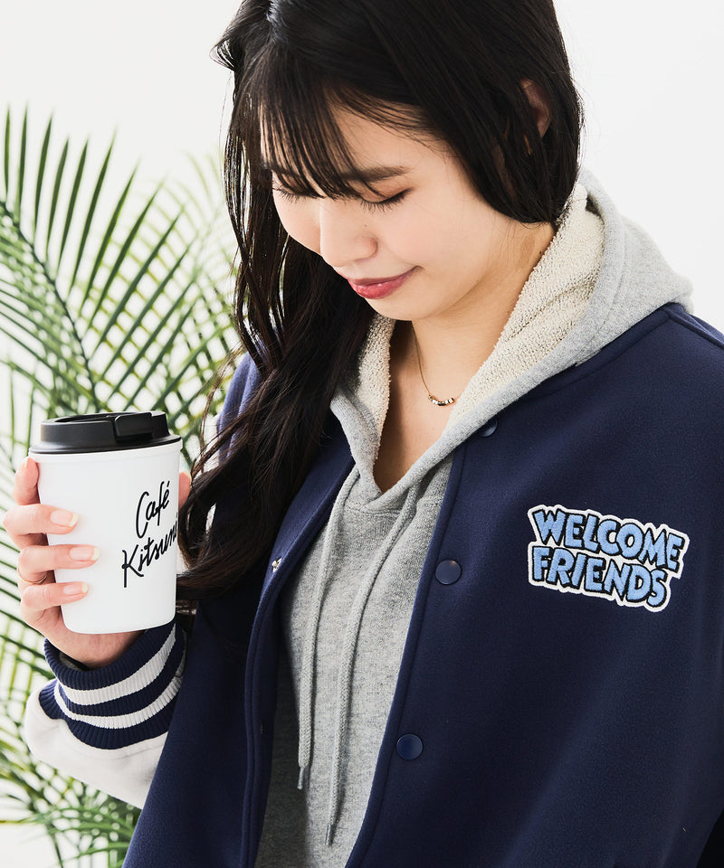 【Disney/ディズニー】MICKEY MOUSE/ミッキーマウス 袖切替 ワッペン刺繍 フリース スタジャン