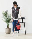 【Disney/ディズニー】MICKEY MOUSE/ミッキーマウス 袖切替 ワッペン刺繍 フリース スタジャン