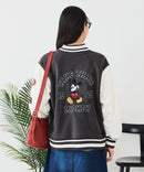 【Disney/ディズニー】MICKEY MOUSE/ミッキーマウス 袖切替 ワッペン刺繍 フリース スタジャン