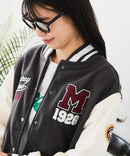 【Disney/ディズニー】MICKEY MOUSE/ミッキーマウス 袖切替 ワッペン刺繍 フリース スタジャン