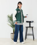 【Disney/ディズニー】MICKEY MOUSE/ミッキーマウス 袖切替 ワッペン刺繍 フリース スタジャン