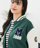 【Disney/ディズニー】MICKEY MOUSE/ミッキーマウス 袖切替 ワッペン刺繍 フリース スタジャン