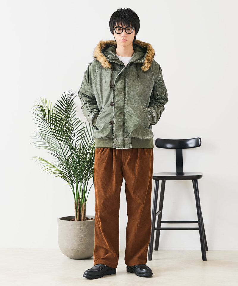 【UNIIT/ユニット】ヴィンテージナイロンN-2B オーバーサイズ 古着加工 衿ファー