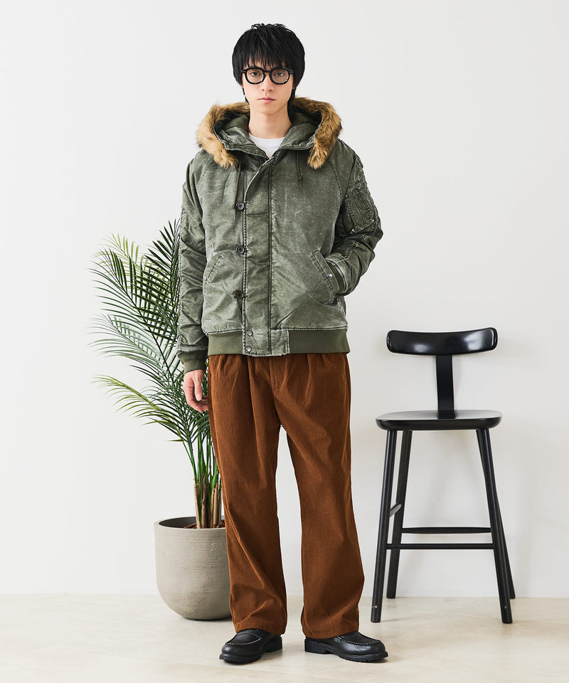 【UNIIT/ユニット】ヴィンテージナイロンN-2B オーバーサイズ 古着加工 衿ファー