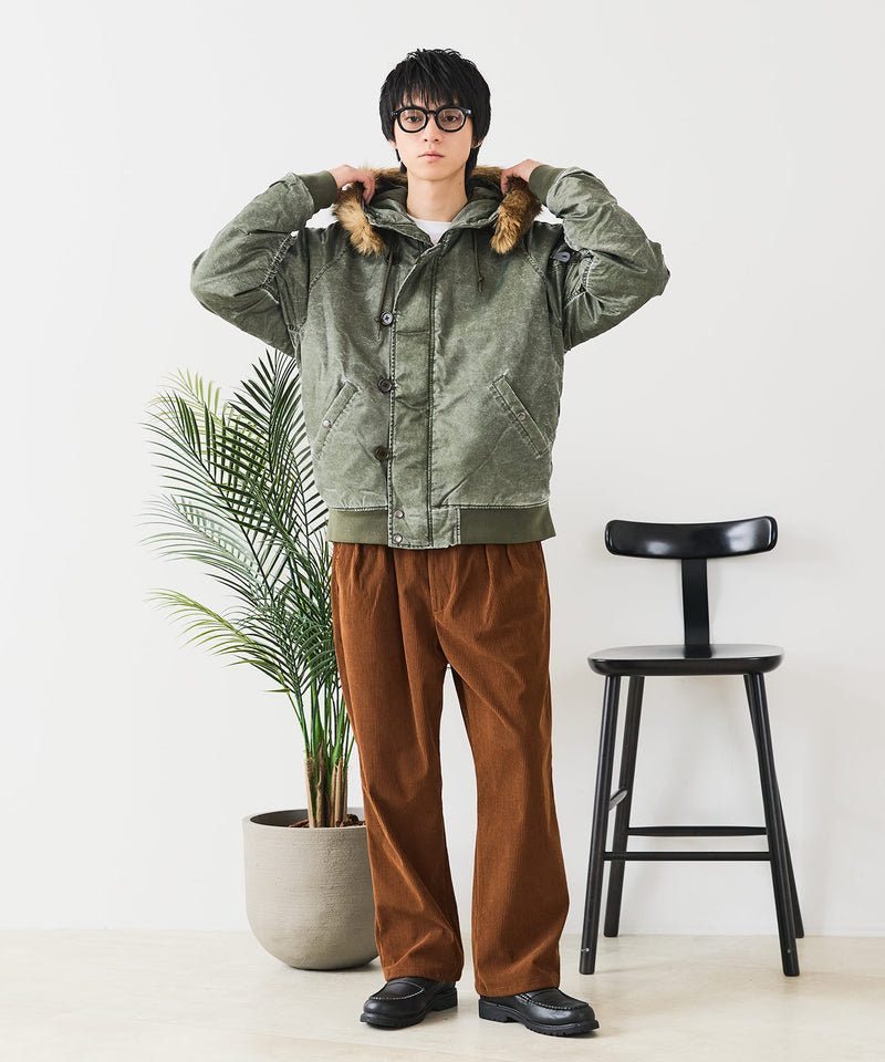 【UNIIT/ユニット】ヴィンテージナイロンN-2B オーバーサイズ 古着加工 衿ファー