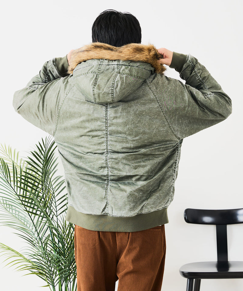 【UNIIT/ユニット】ヴィンテージナイロンN-2B オーバーサイズ 古着加工 衿ファー