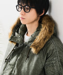 【UNIIT/ユニット】ヴィンテージナイロンN-2B オーバーサイズ 古着加工 衿ファー