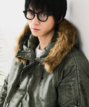 【UNIIT/ユニット】ヴィンテージナイロンN-2B オーバーサイズ 古着加工 衿ファー