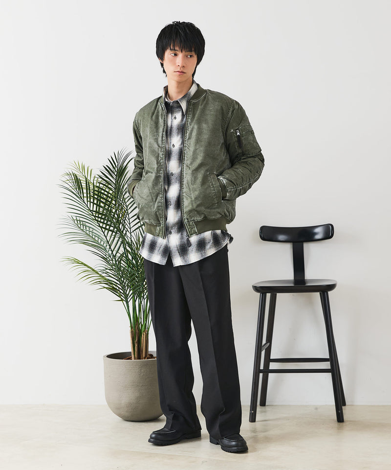 【UNIIT/ユニット】 ヴィンテージライクナイロン オーバーサイズMA-1 古着加工