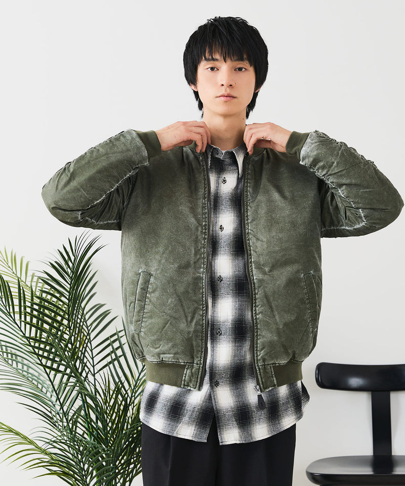 【UNIIT/ユニット】 ヴィンテージライクナイロン オーバーサイズMA-1 古着加工