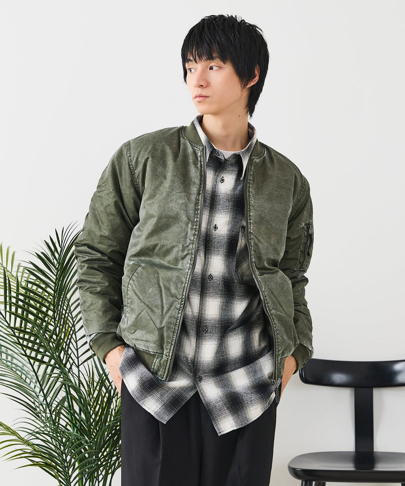 【UNIIT/ユニット】 ヴィンテージライクナイロン オーバーサイズMA-1 古着加工