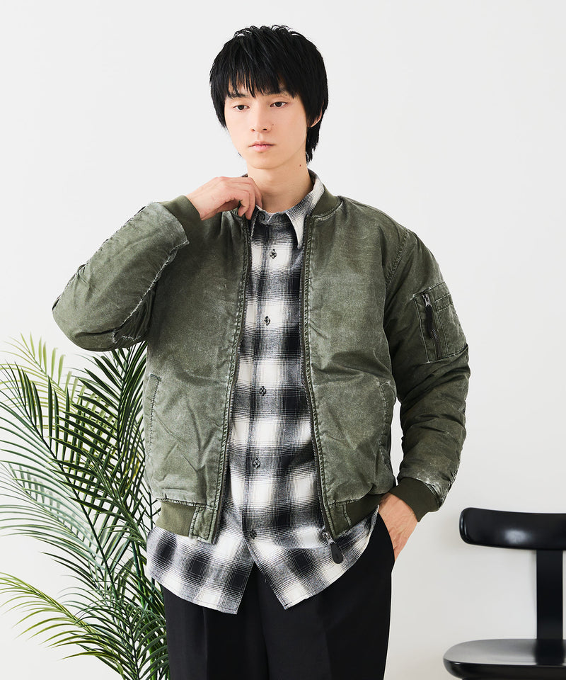 【UNIIT/ユニット】 ヴィンテージライクナイロン オーバーサイズMA-1 古着加工