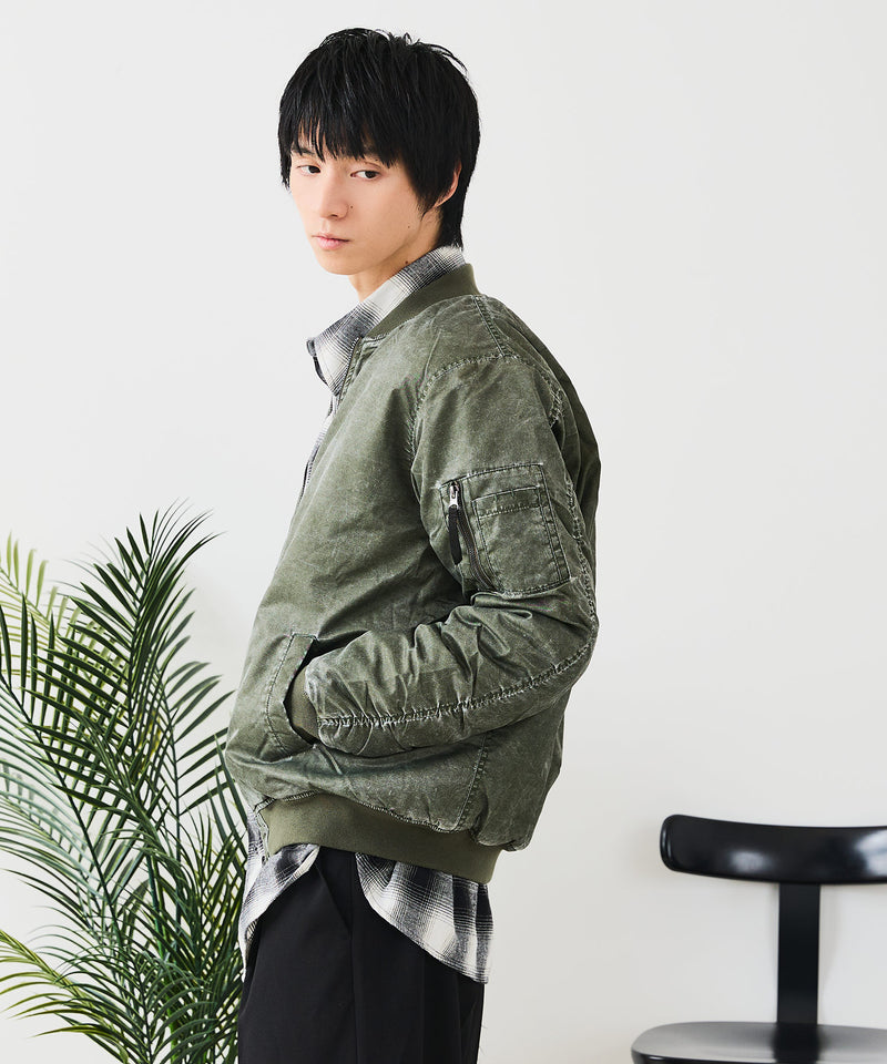 【UNIIT/ユニット】 ヴィンテージライクナイロン オーバーサイズMA-1 古着加工