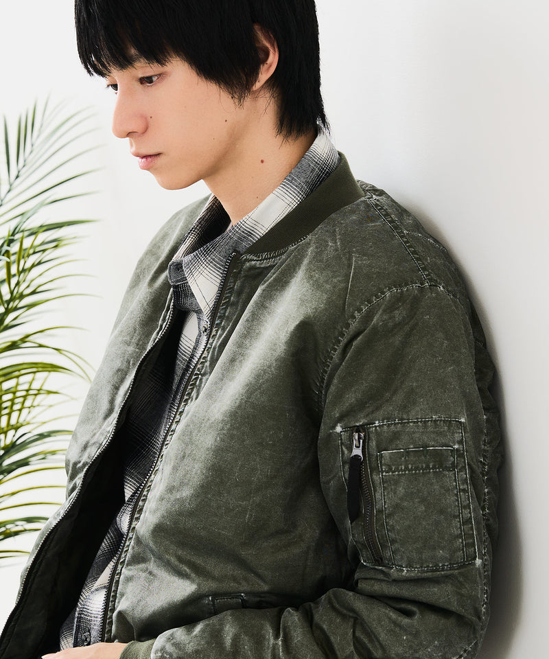 【UNIIT/ユニット】 ヴィンテージライクナイロン オーバーサイズMA-1 古着加工
