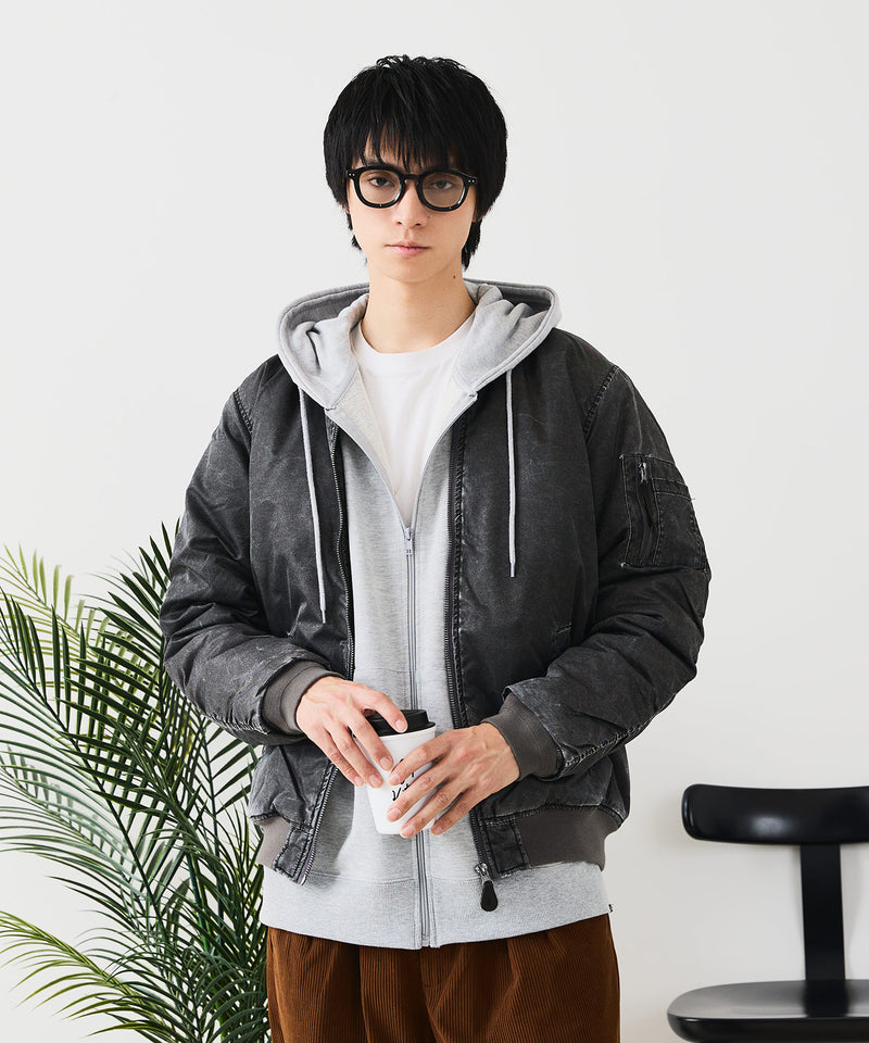 【UNIIT/ユニット】 ヴィンテージライクナイロン オーバーサイズMA-1 古着加工