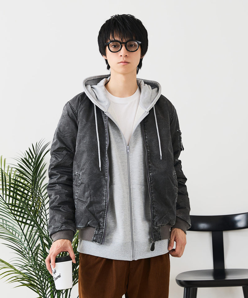 【UNIIT/ユニット】 ヴィンテージライクナイロン オーバーサイズMA-1 古着加工