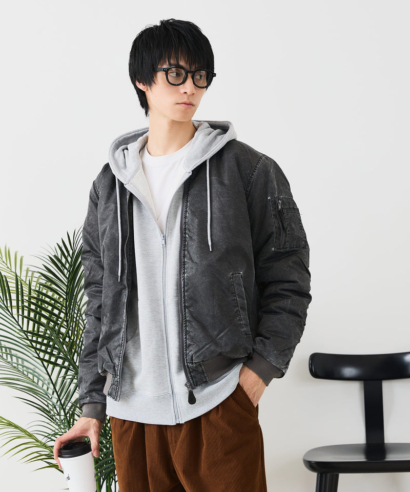 【UNIIT/ユニット】 ヴィンテージライクナイロン オーバーサイズMA-1 古着加工