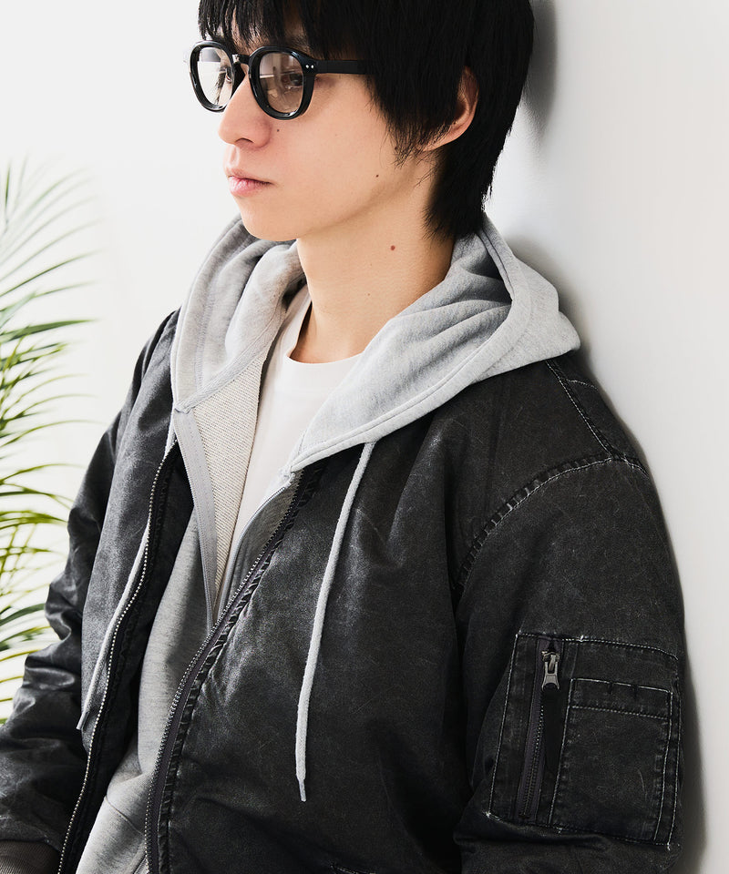 【UNIIT/ユニット】 ヴィンテージライクナイロン オーバーサイズMA-1 古着加工