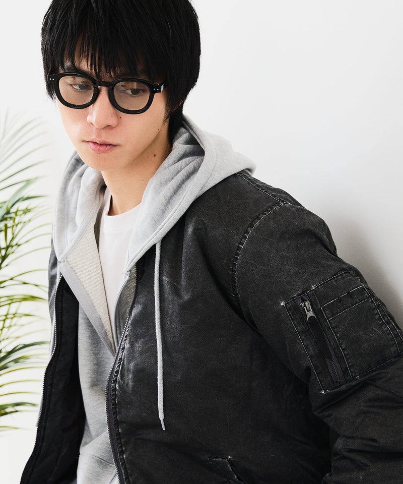 【UNIIT/ユニット】 ヴィンテージライクナイロン オーバーサイズMA-1 古着加工