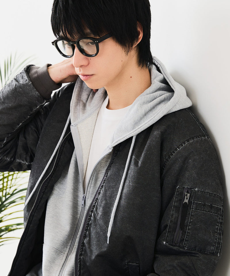 【UNIIT/ユニット】 ヴィンテージライクナイロン オーバーサイズMA-1 古着加工