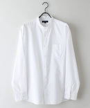 フレンチリネンミックス 長袖 リラックスフィット バンドカラーシャツ【Blue Standard:ブルースタンダード】