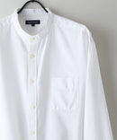 フレンチリネンミックス 長袖 リラックスフィット バンドカラーシャツ【Blue Standard:ブルースタンダード】