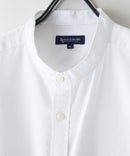 フレンチリネンミックス 長袖 リラックスフィット バンドカラーシャツ【Blue Standard:ブルースタンダード】