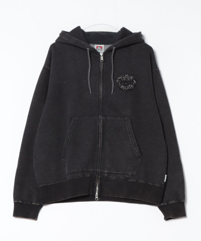 【BEN DAVIS/ベンデイビス】グランジワッペン ZIPフーディー ヴィンテージ加工 裏起毛 フルジップパーカー