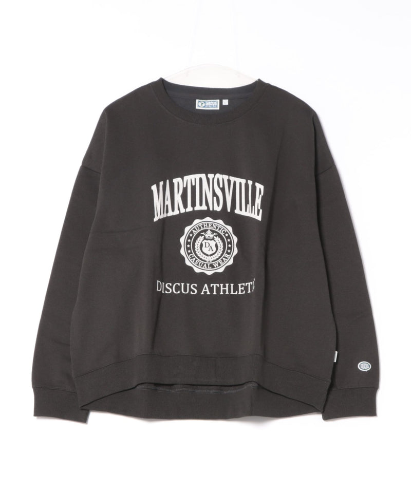 【DISCUS/ディスカス】カレッジロゴ 裏起毛スウェット 裾ラウンド