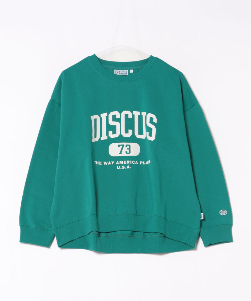 【DISCUS/ディスカス】カレッジロゴ 裏起毛スウェット 裾ラウンド
