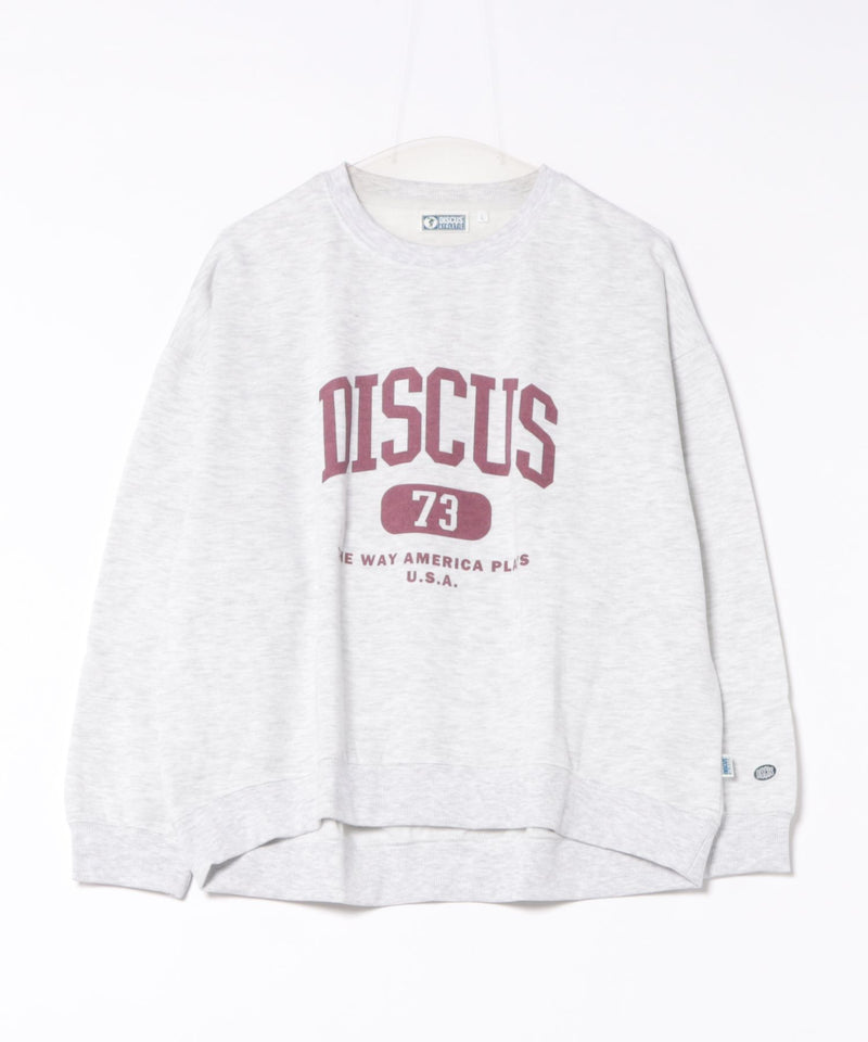 【DISCUS/ディスカス】カレッジロゴ 裏起毛スウェット 裾ラウンド