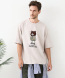 接触冷感 COOLスムース 部分刺繍 プリント リラックスシルエットTシャツ【Blue Standard/ブルースタンダード】