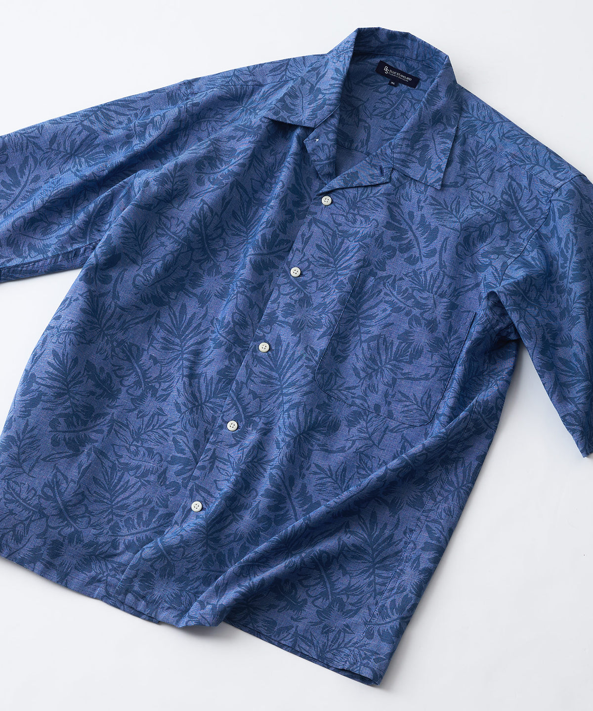 COOLMAXリネンミックス総柄シャツ【BLUE STANDARD/ブルースタンダード】