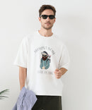 接触冷感 COOLスムース 部分刺繍 プリント リラックスシルエットTシャツ【Blue Standard/ブルースタンダード】