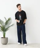 接触冷感 COOLスムース 部分刺繍 プリント リラックスシルエットTシャツ【Blue Standard/ブルースタンダード】