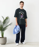 接触冷感 COOLスムース 部分刺繍 プリント リラックスシルエットTシャツ【Blue Standard/ブルースタンダード】