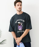 接触冷感 COOLスムース 部分刺繍 プリント リラックスシルエットTシャツ【Blue Standard/ブルースタンダード】