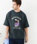 接触冷感 COOLスムース 部分刺繍 プリント リラックスシルエットTシャツ【Blue Standard/ブルースタンダード】