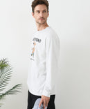 【汗染みの目立ちにくいTシャツ ZEROSTAIN/ゼロステイン】カートゥーン ヴィンテージ風プリント ビッグシルエット ロンT 防汚 ＵＶカット