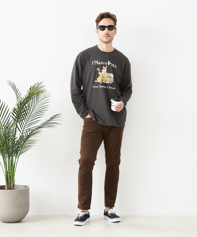 【汗染みの目立ちにくいTシャツ ZEROSTAIN/ゼロステイン】カートゥーン ヴィンテージ風プリント ビッグシルエット ロンT 防汚 ＵＶカット