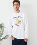 【汗染みの目立ちにくいTシャツ ZEROSTAIN/ゼロステイン】カートゥーン ヴィンテージ風プリント ビッグシルエット ロンT 防汚 ＵＶカット