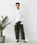 【汗染みの目立ちにくいTシャツ ZEROSTAIN/ゼロステイン】アニマル胸ワンポイント刺繍 ビッグシルエット ロンT 防汚 ＵＶカット