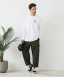 【汗染みの目立ちにくいTシャツ ZEROSTAIN/ゼロステイン】アニマル胸ワンポイント刺繍 ビッグシルエット ロンT 防汚 ＵＶカット