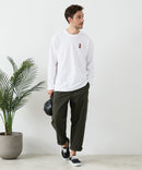 【汗染みの目立ちにくいTシャツ ZEROSTAIN/ゼロステイン】アニマル胸ワンポイント刺繍 ビッグシルエット ロンT 防汚 ＵＶカット